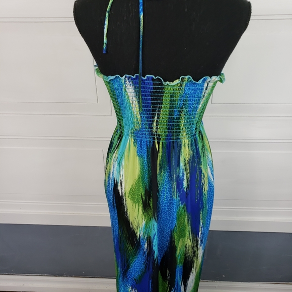Dream Beach Halter Dress Blues Greens - Picture 13 of 13